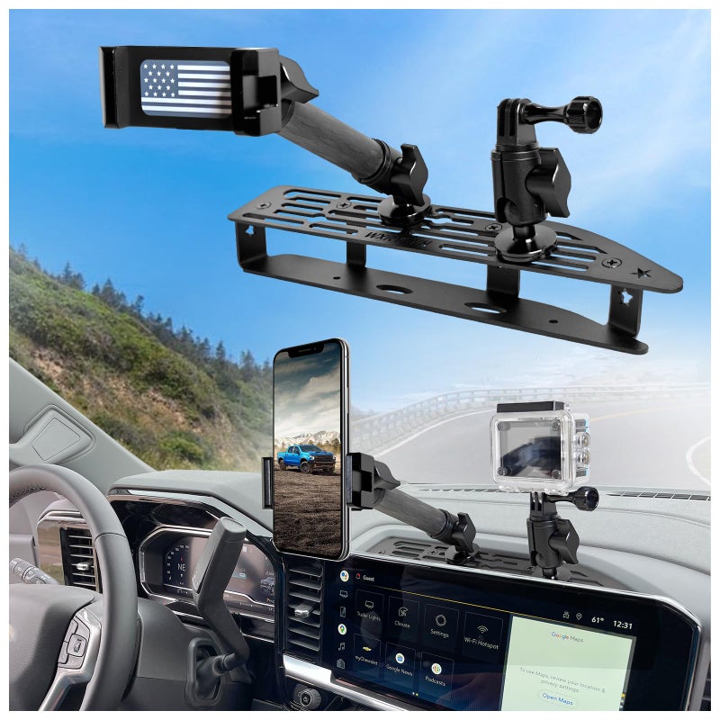 WXRYLYN 2024 Silverado Sierra Metal Dash Platform Phone Mount Phone Holder for 2022 2023 2024 2025 Silverado&Sierra Cell Phone Holder Dash Phone Mount 2024 Silverado Dash Mount - Image 1